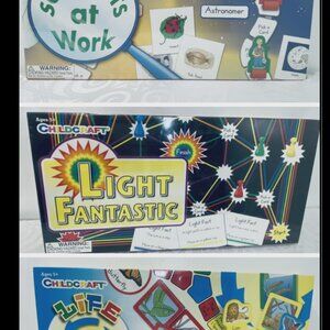(3) NEW Childcraft Science Kits LIGHT FANTASTIC/LIFE CYCLES/SCIENTISTS AT WORK